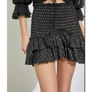 Re:named mini wiggle skirt Size Medium double ruffle hem Elastic stretch NEW